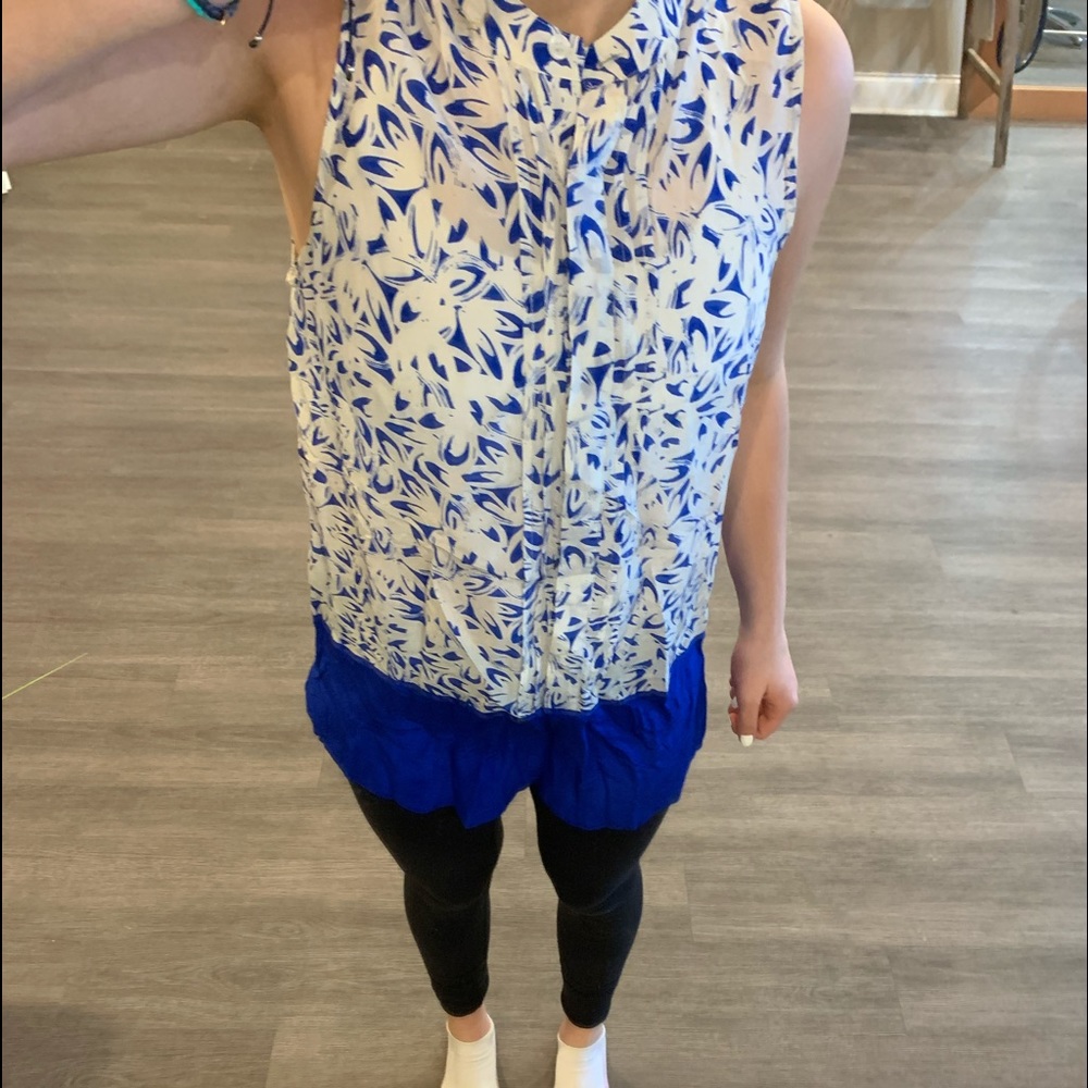blue button down tank top